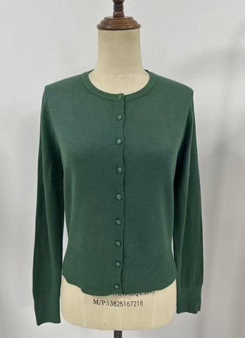Soft Crewneck Button Up Cardigan