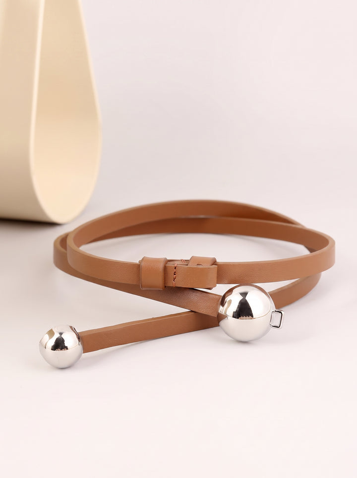 Minimalist Slim Metal Ball Waist Belt