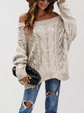 Oversized Off Shoulder Cable Knit Sweater