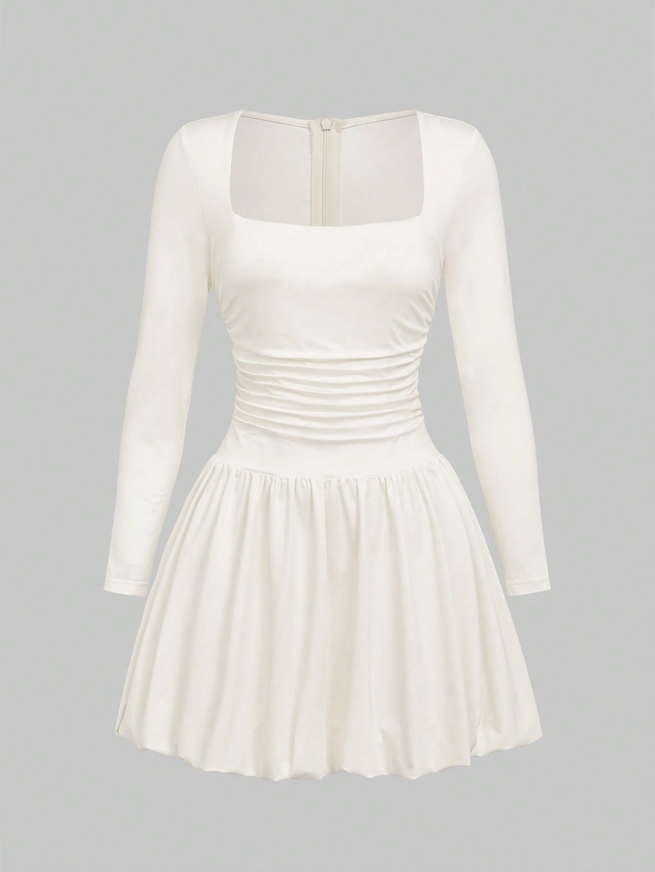 Sweetheart Neck Long Sleeve Modern Mini Dress-Multicolor