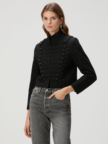 Cropped Military Style Black Jacket