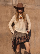 Distressed Plaid Ruffle Asymmetric Mini Skirt