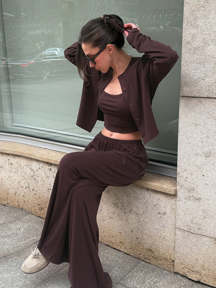 Cozy Ribbed Crop Lounge Pants Set