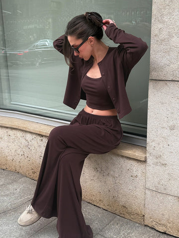 Cozy Ribbed Crop Lounge Pants Set