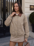 Contrast Collar Utility Bomber Jacket