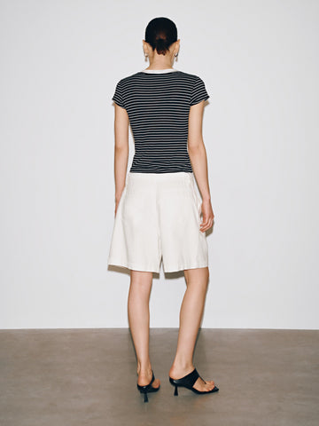 Henley Neck Contrast Striped Skinny-Fit T-Shirts