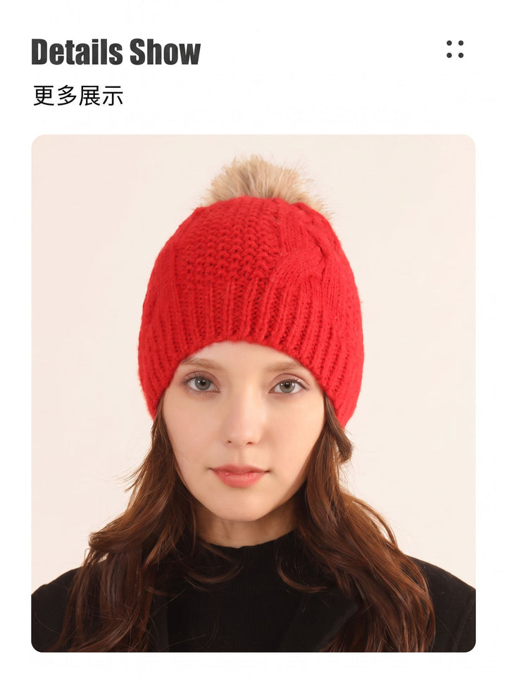Cozy Cable Knit Pom Beanie