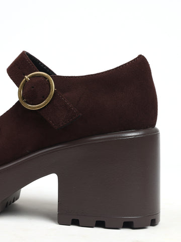 Chunky Platform Suede Mary Jane Shoes