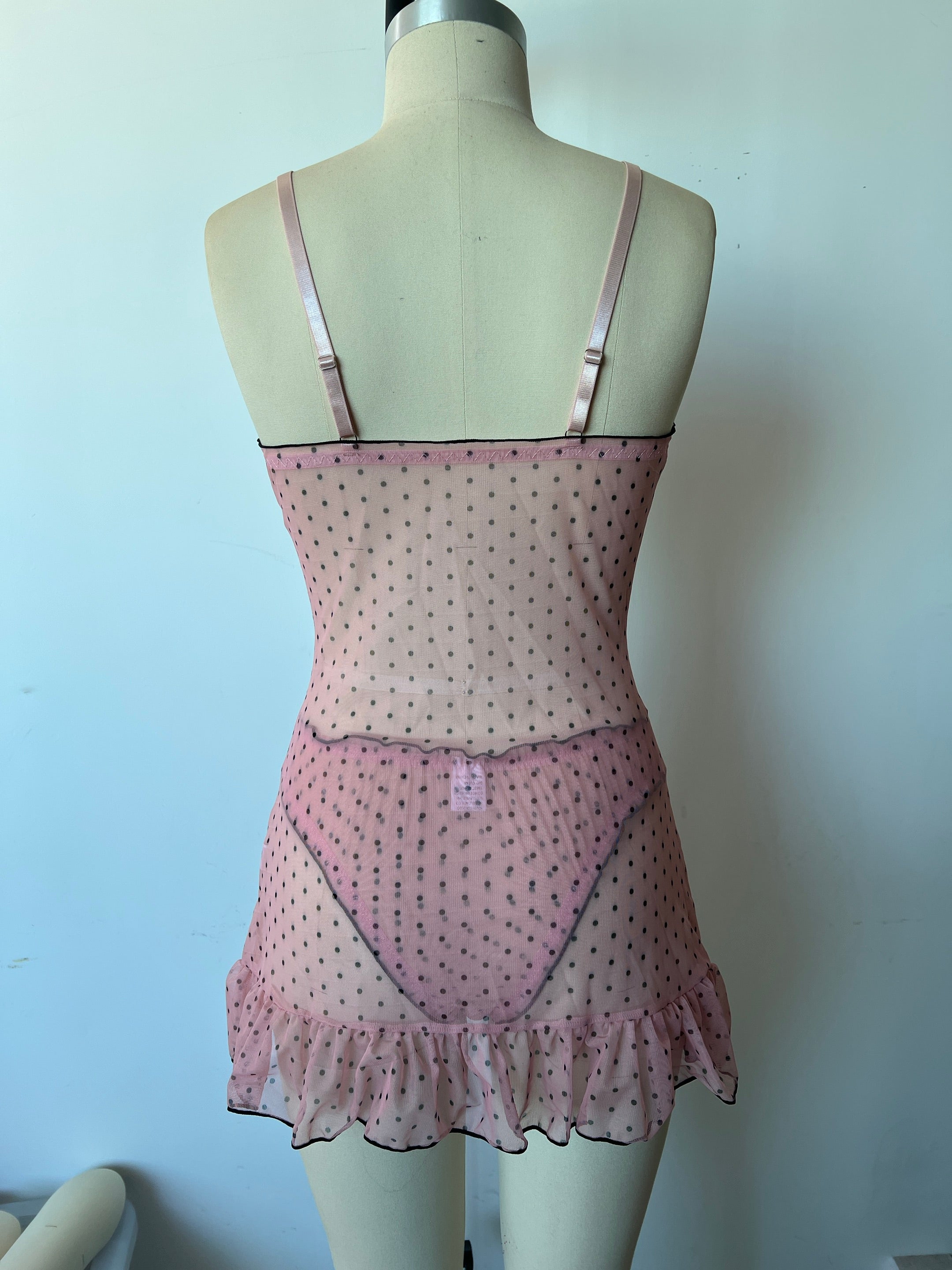 Sheer Polka Dot Ruffle Sleep Dress