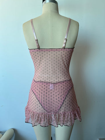 Sheer Polka Dot Ruffle Sleep Dress
