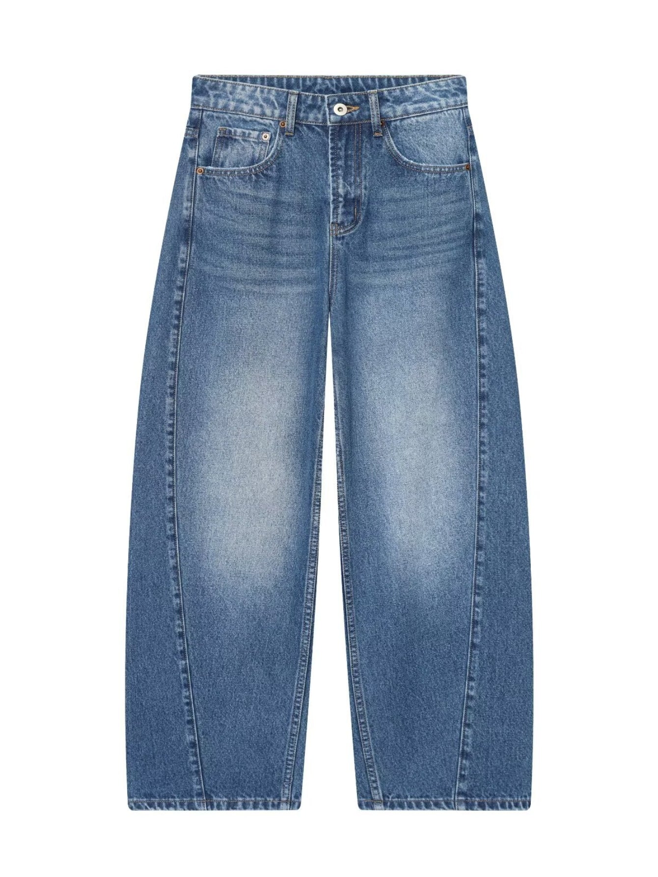 High Waisted Curved Seam Jeans