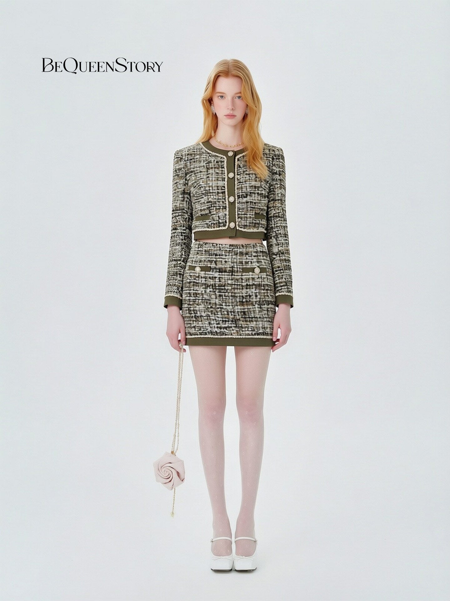 Cropped Tweed Button Up Jacket