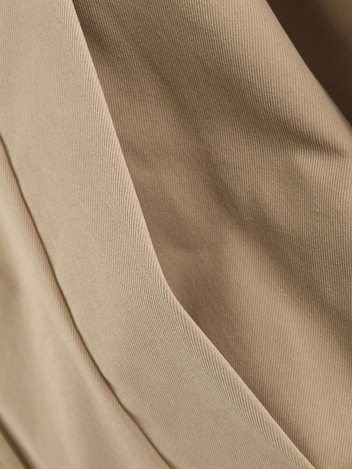 Oversized Belted Beige Cotton Jacket