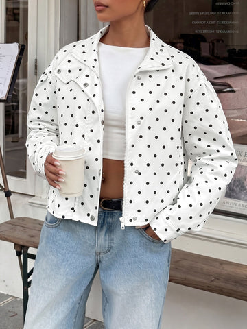 Polka Dot Mock Neck Jacket