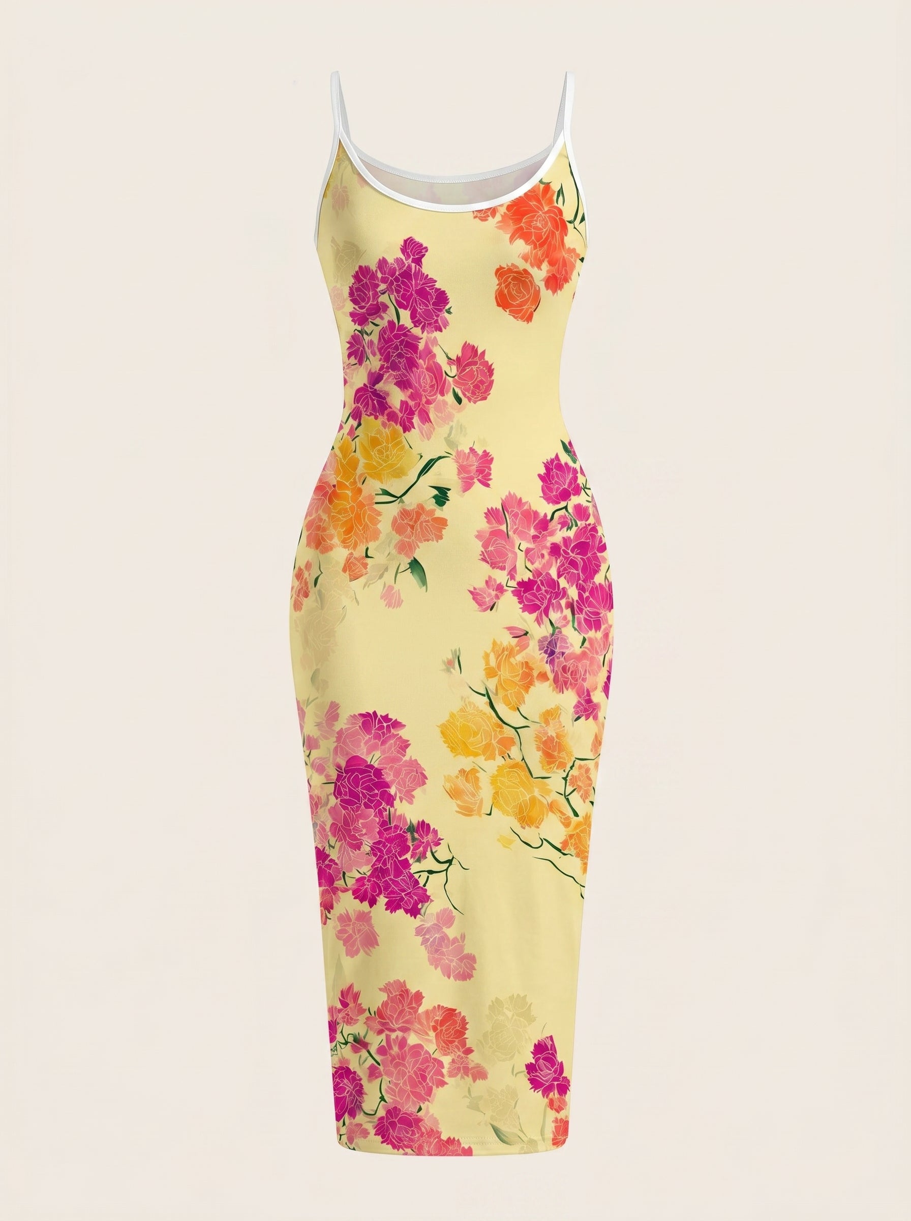 CAPRI Floral Print Sleeveless Bodycon Midi Dress