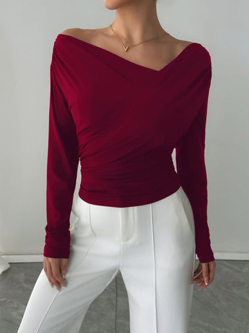 Elegant Off Shoulder Ruched Tee