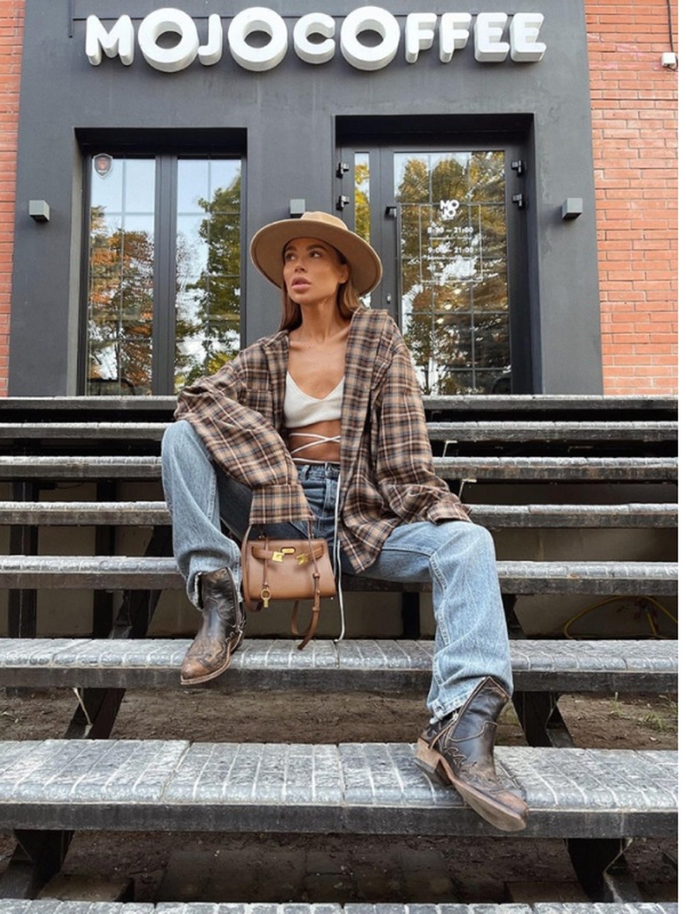 Oversized Plaid Button Down Shirt