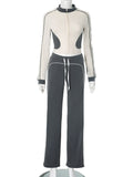 Colorblock Zip Up Tracksuit Pant Set
