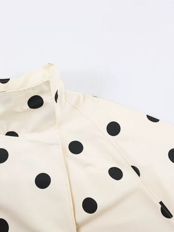 Casual Polka Dot Stand Collar Jacket