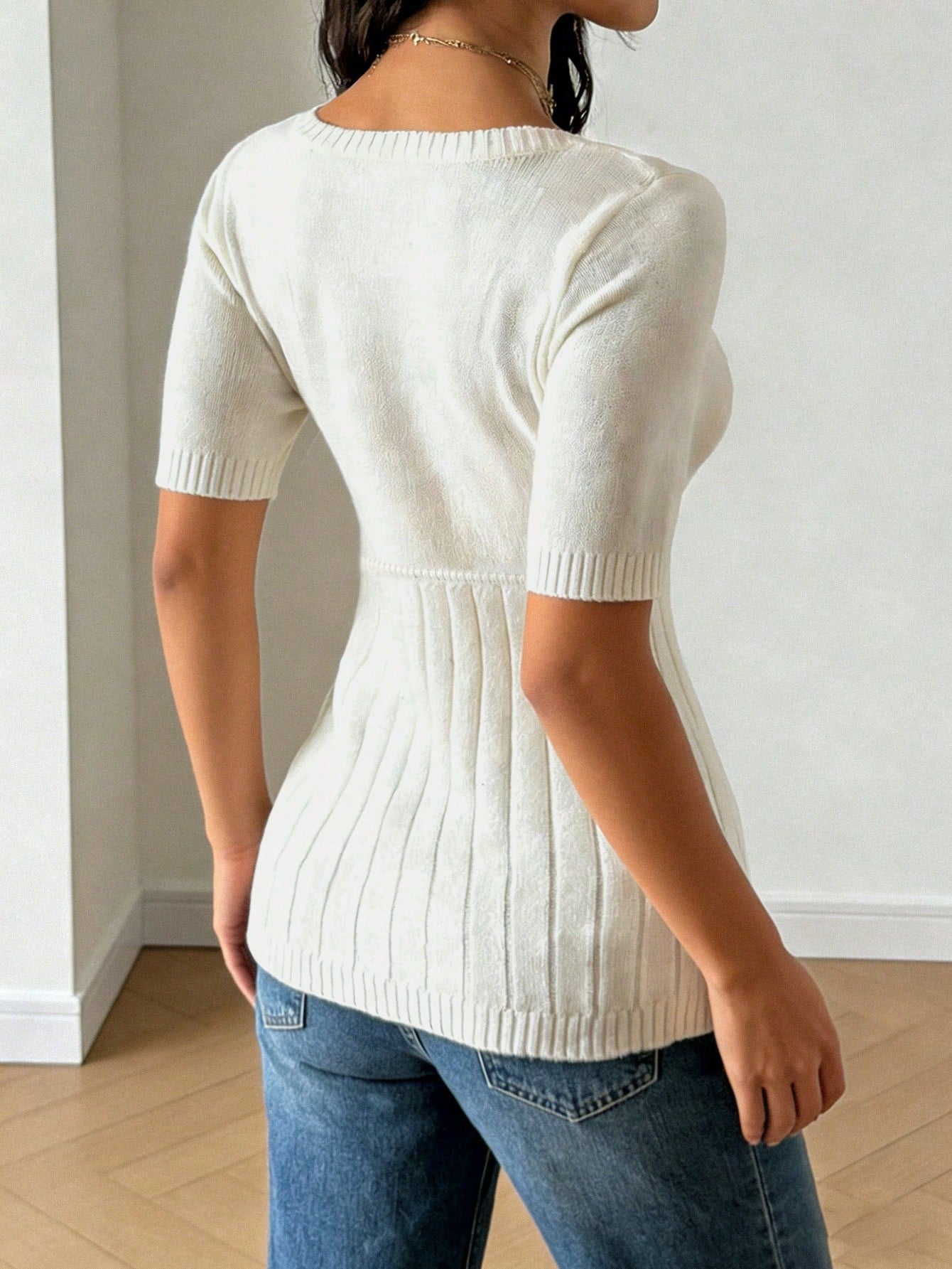 Cable Knit Square Neck Sweater
