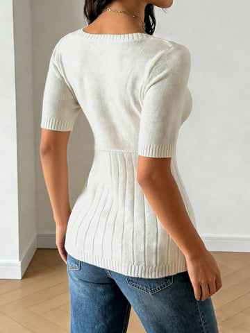 Cable Knit Square Neck Sweater