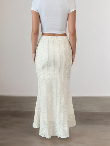 Textured Mermaid Hem Midi Skirt