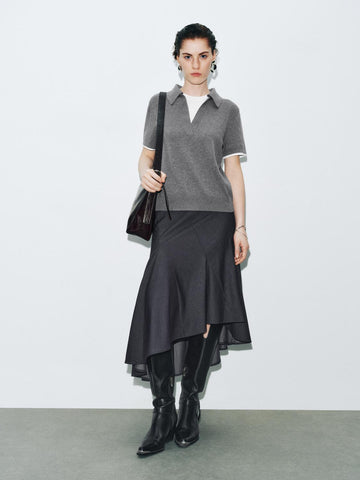 Urban Revivo Irregular Hem Denim Skirts-Blue