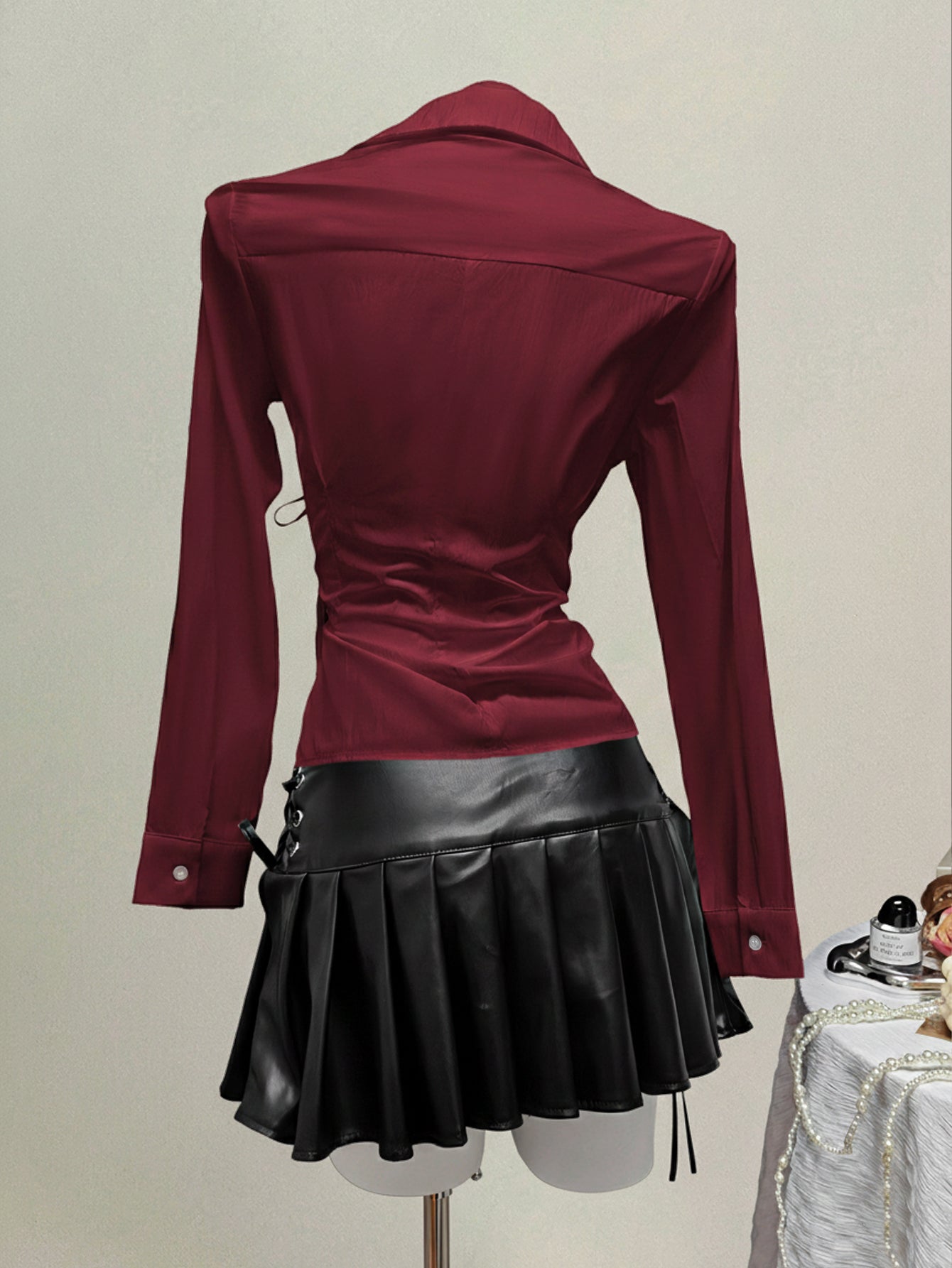 Gothic Lace Up V Neck Shirt