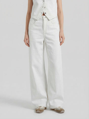 Cotton Linen Straight Jeans