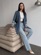Cozy Patterned Sleeve Knit Cardigan
