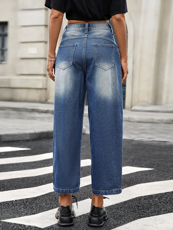 High Waisted Paneled Wide Leg Jeans