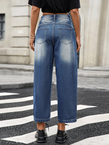 High Waisted Paneled Wide Leg Jeans