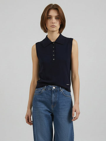 Lapel Collar Wool Knit Vest