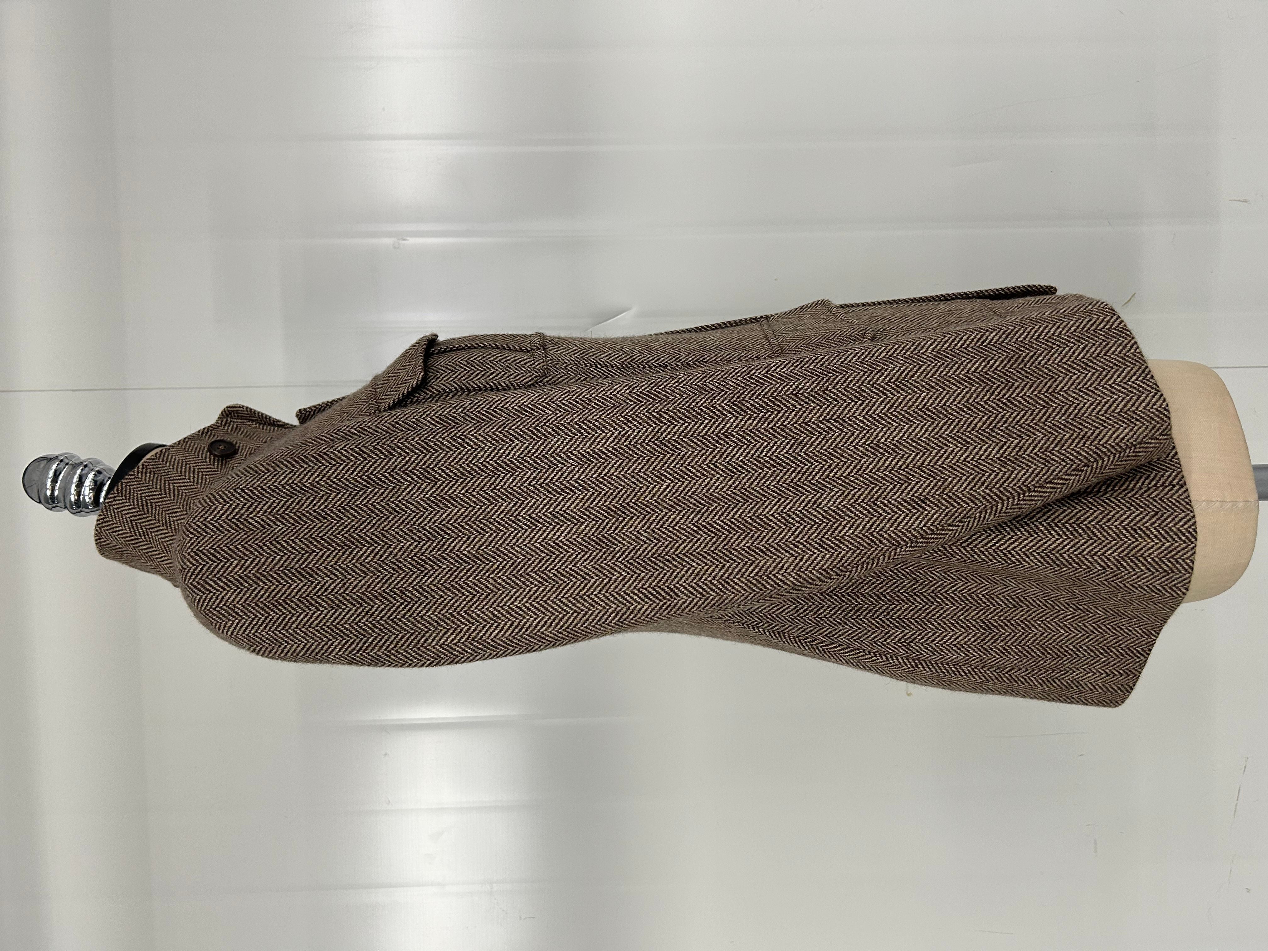 Tailored Herringbone Stand Collar Utility Jacket