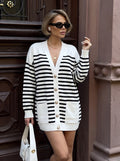 Oversized Striped Button Down Cardigan