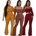 Off Shoulder Ribbed Pant Set
