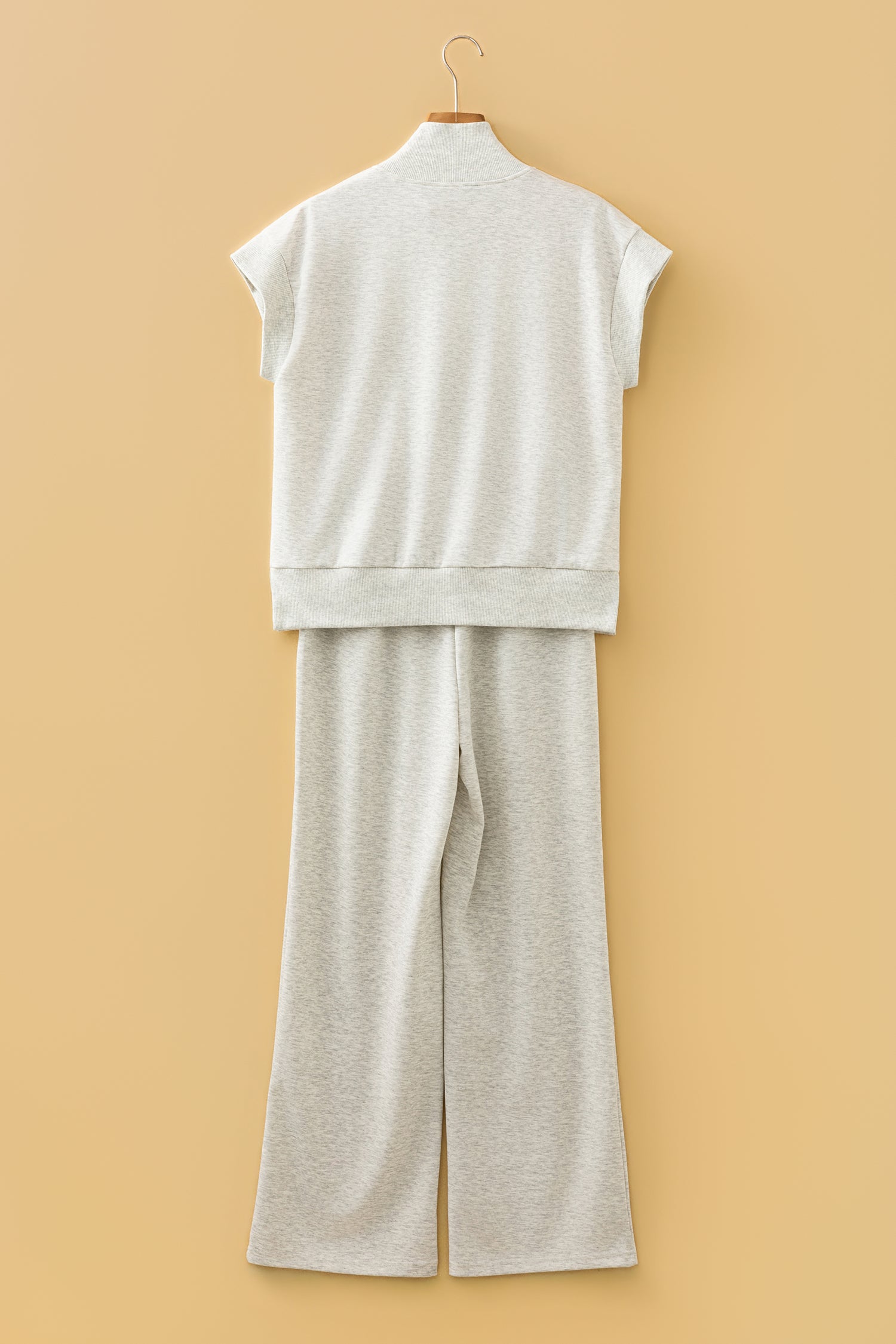 Zip Up Collar Short Sleeve Pants Set