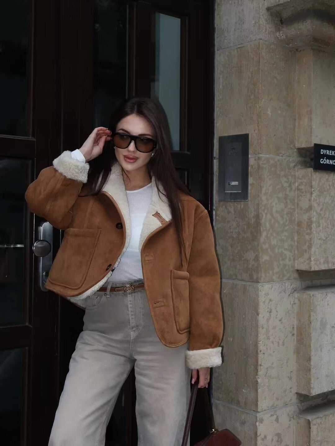 Cozy Faux Suede Sherpa Jacket