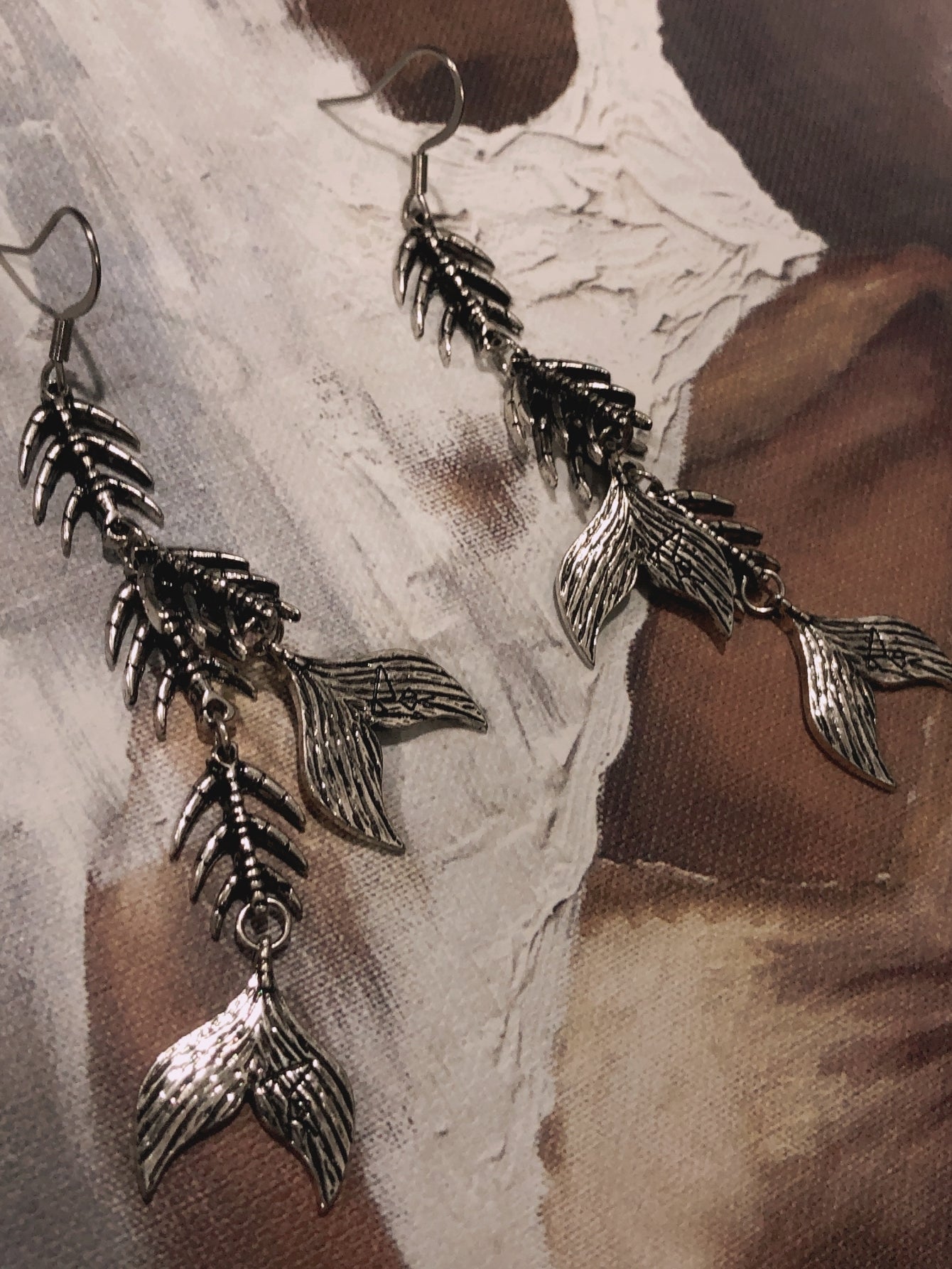 Edgy Gothic Fish Bone Earrings