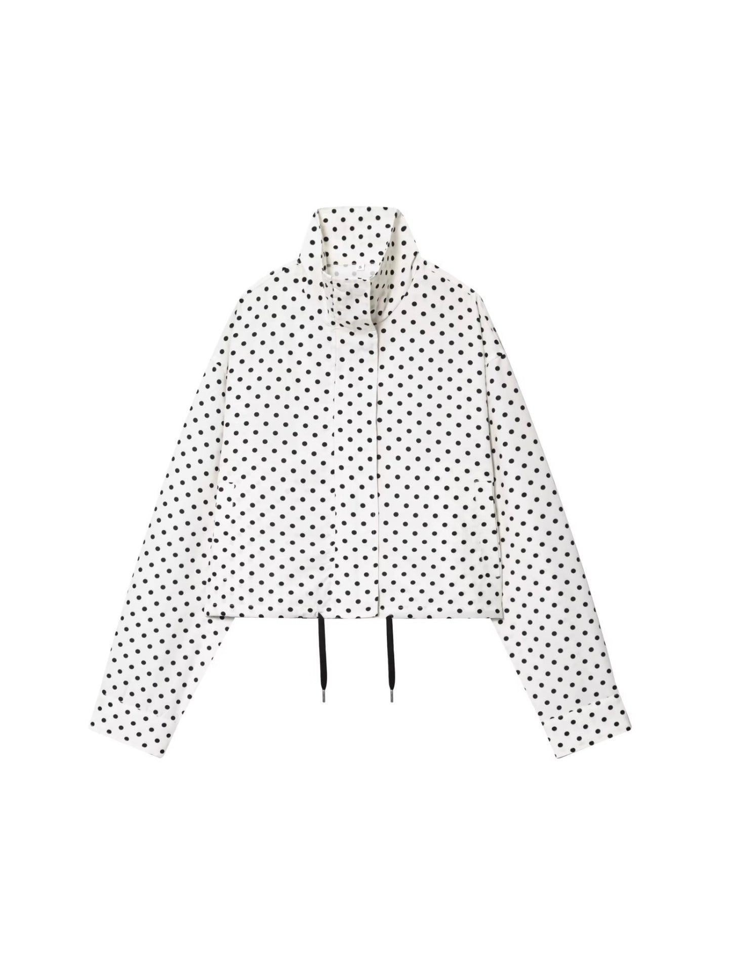 Polka Dot Cropped Stand Collar Jacket