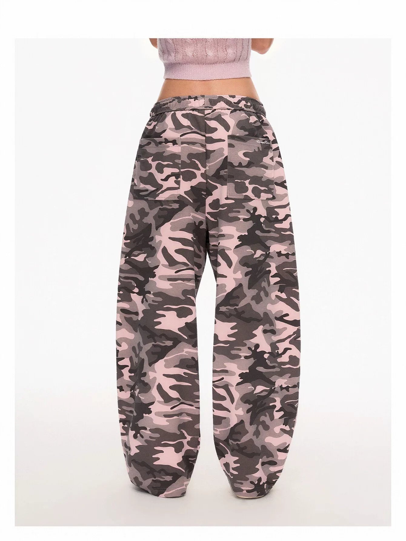Embroidered Camo High Waisted Baggy Pants