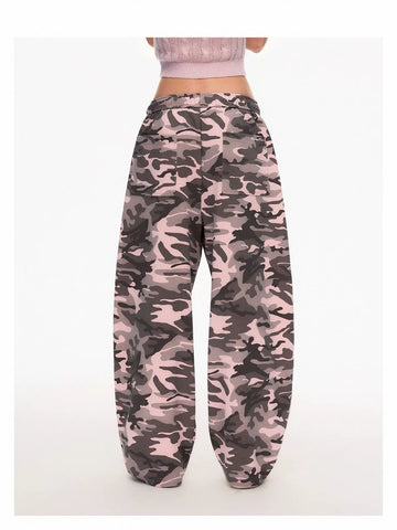 Embroidered Camo High Waisted Baggy Pants