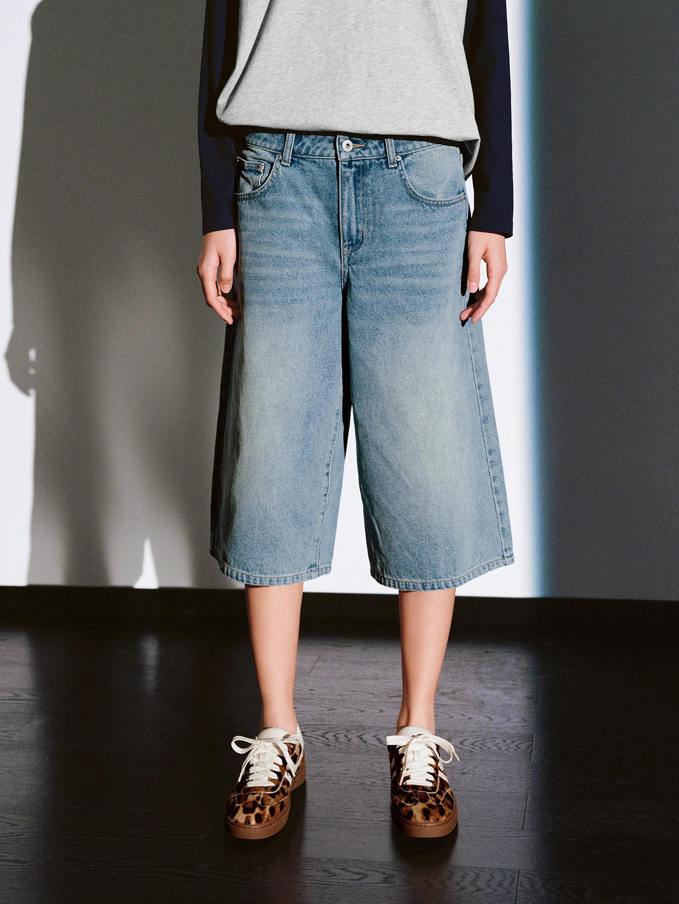 Washed Denim Shorts