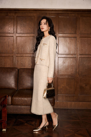 Elegant Shimmer Knit Midi Skirt