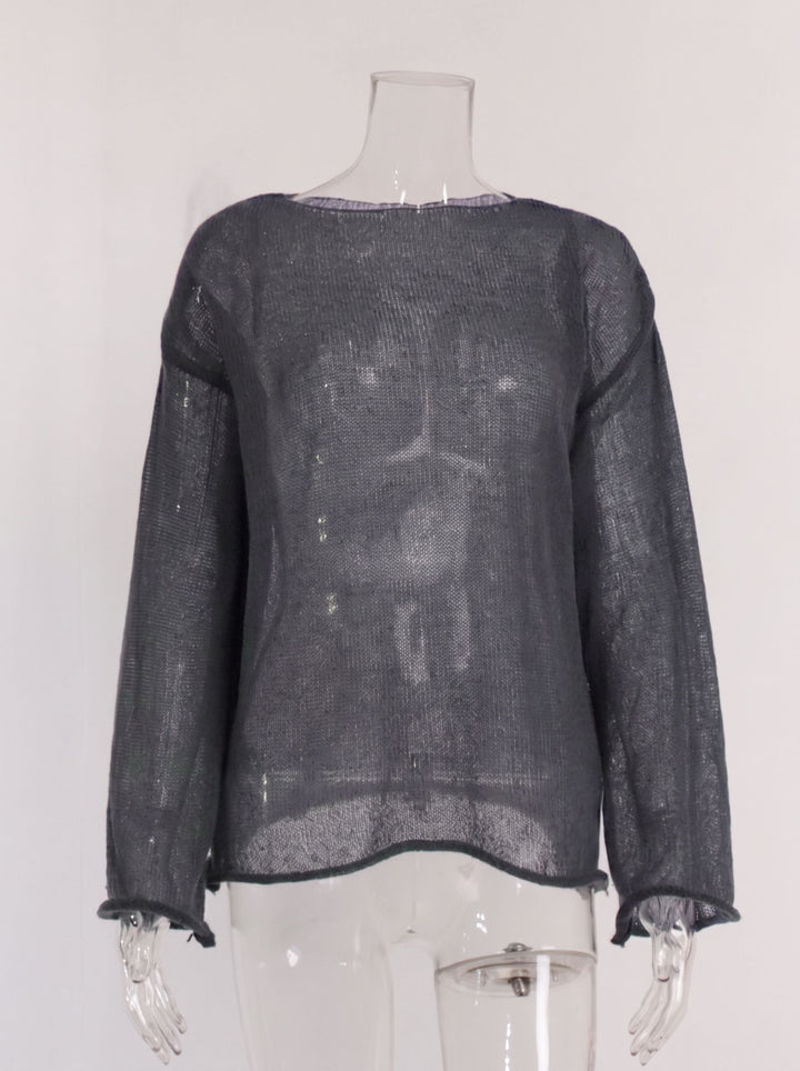 Oversized Lightweight Boat Neck Knit Sweater