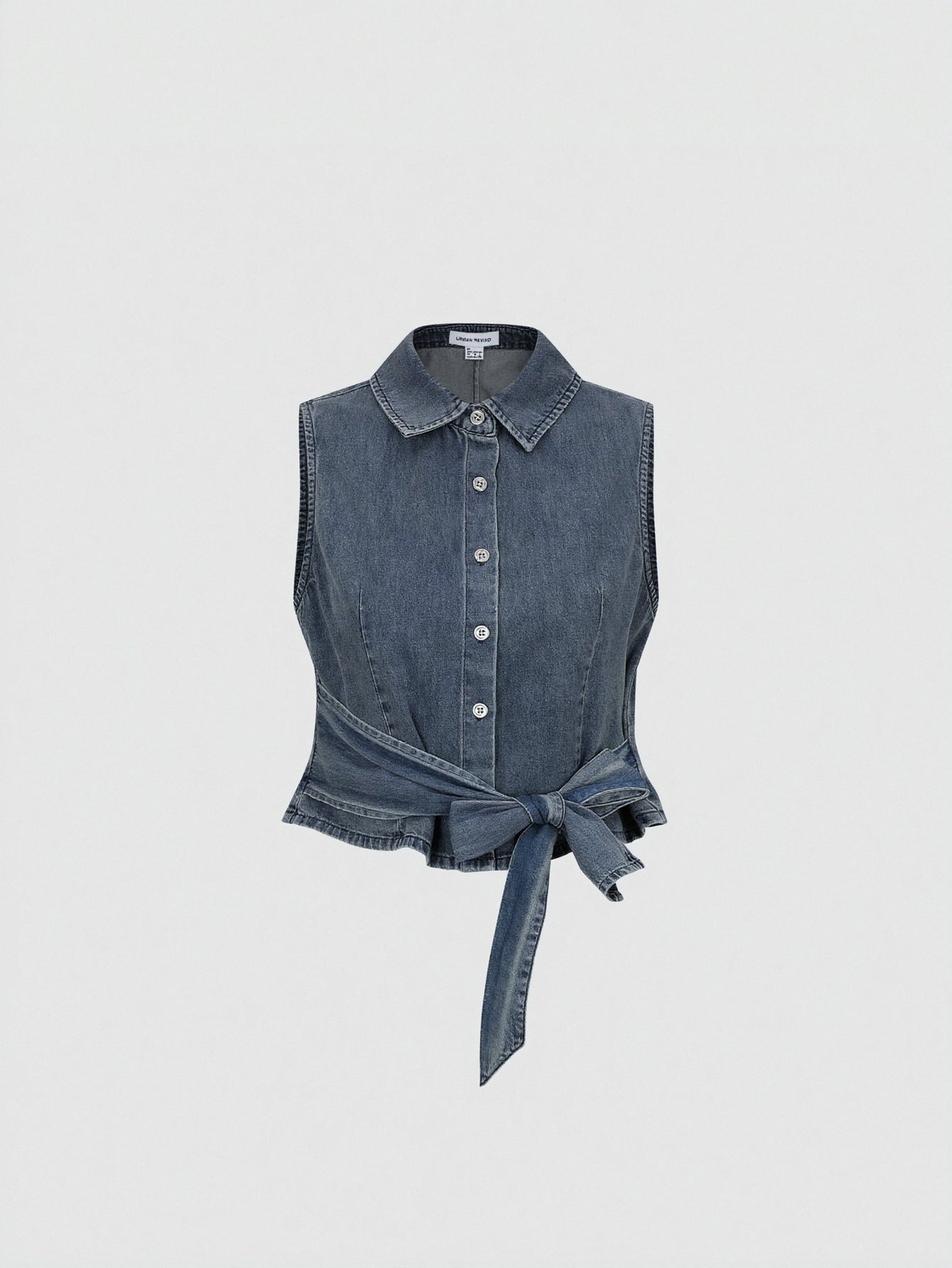Tie-Front Sleeveless Denim Shirts