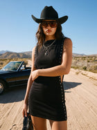 Edgy Grommet Detail Bodycon Mini Dress