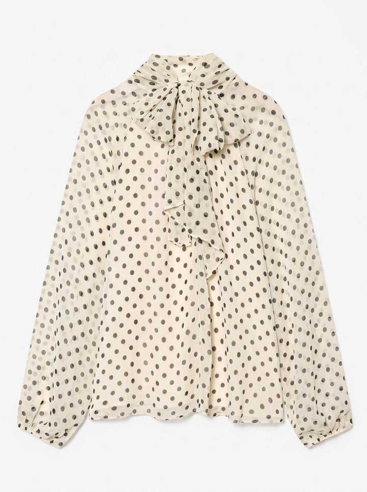 Elegant Polka Dot Bow Blouse