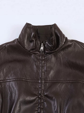 Oversized Faux Leather Bomber Jacket