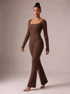 Square-Neck Flared-Leg Modern Jumpsuit